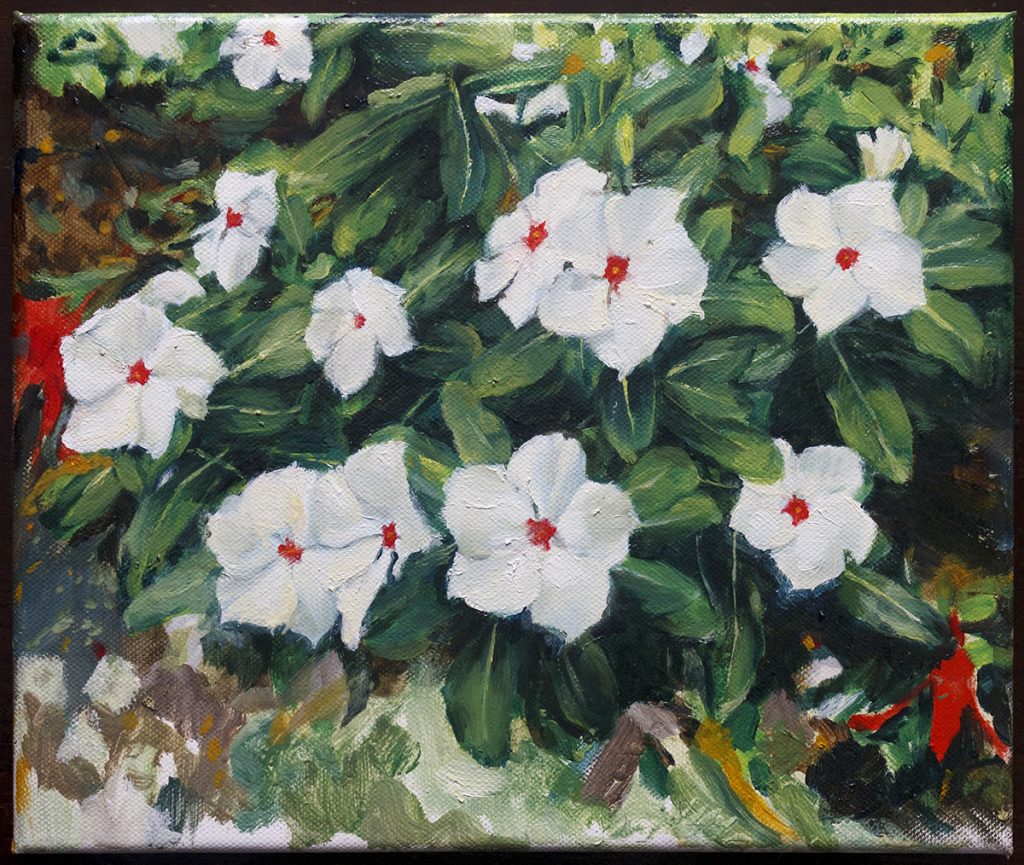 Vincas en El Retiro. Raúl Moreira. Cuadros de parques de Madrid.