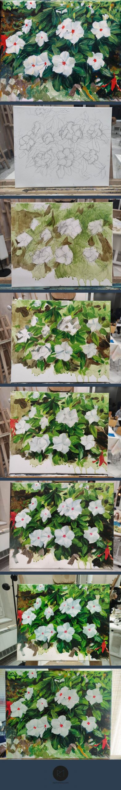 Vincas en El Retiro. Raúl Moreira. Cuadros de parques de Madrid.