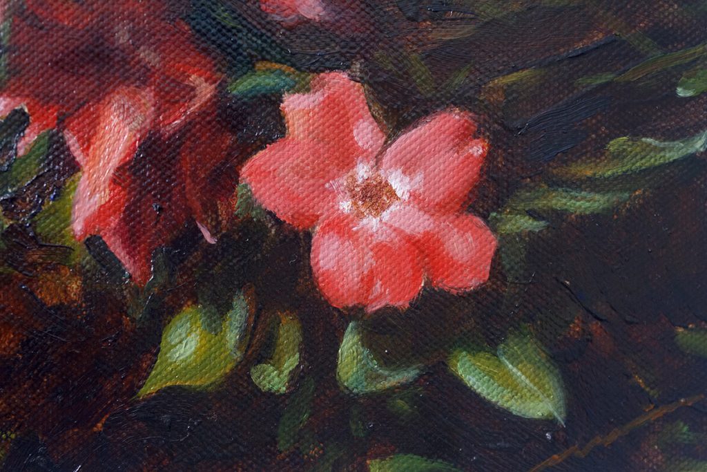 Proceso de pintura al óleo. Detalle.