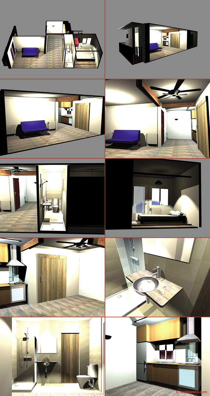 Diseño en 3D de interior de vivienda